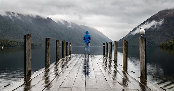 photo of a man, admiring nature